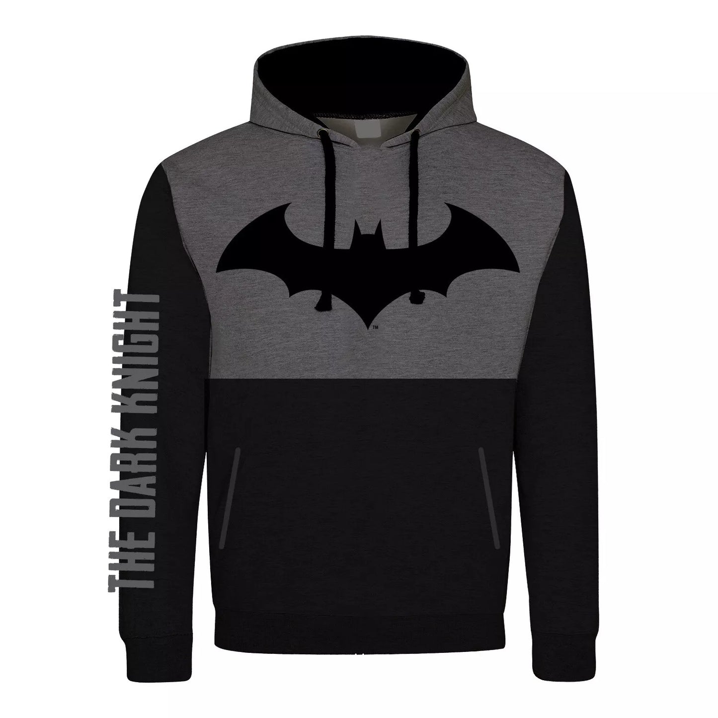 Black - Front - Batman: The Dark Knight Unisex Adult Contrast Panel Logo Pullover Hoodie