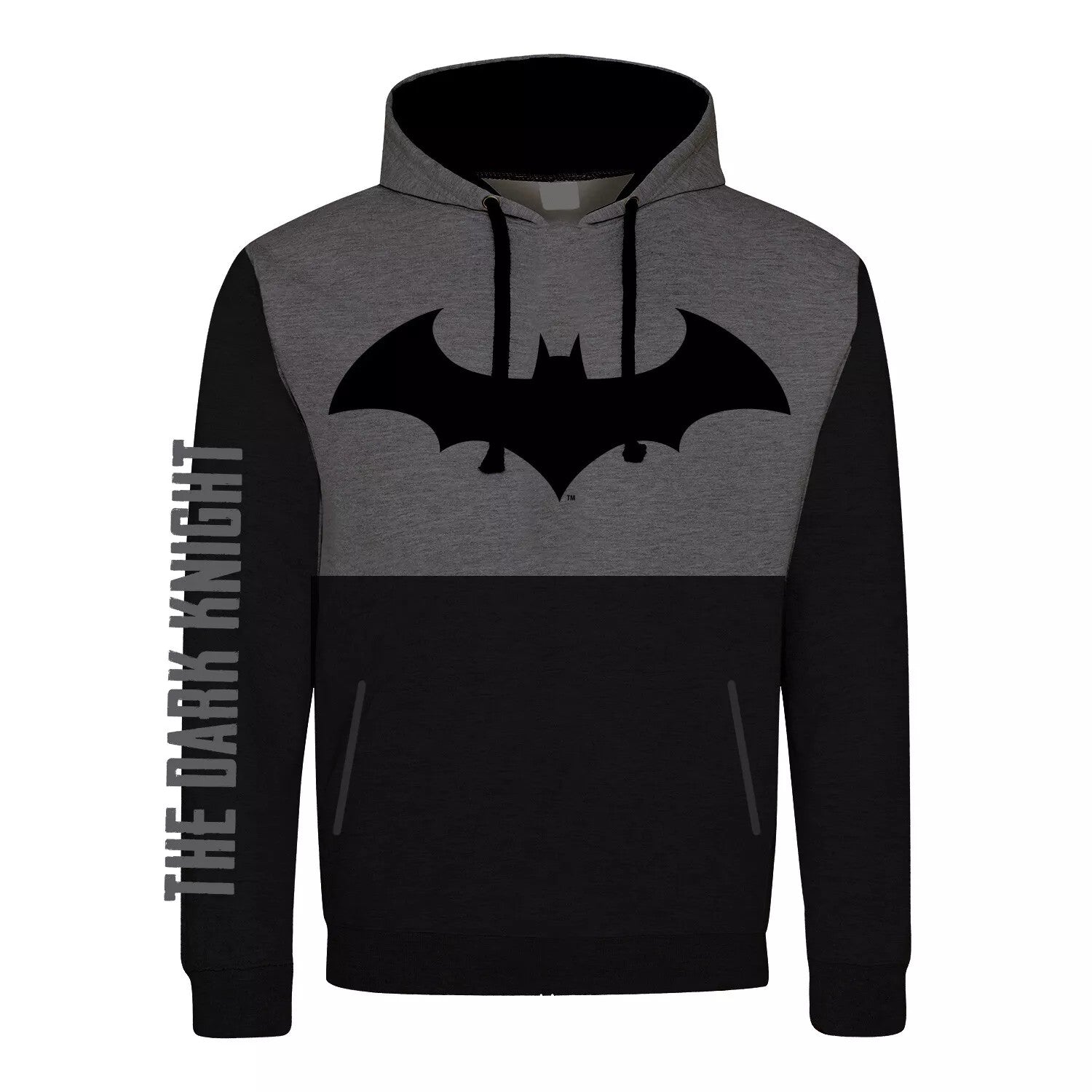 Black - Front - Batman: The Dark Knight Unisex Adult Contrast Panel Logo Pullover Hoodie
