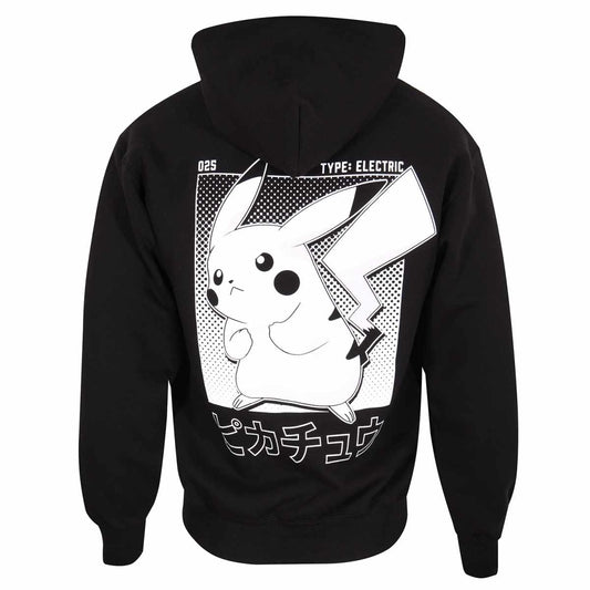 Black - Front - Pokemon Unisex Adult Pikachu Half Tone Hoodie