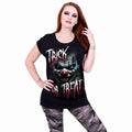 Black - Back - Spiral Direct Womens-Ladies Trick Or Treat Loose Fit Turn Up T-Shirt
