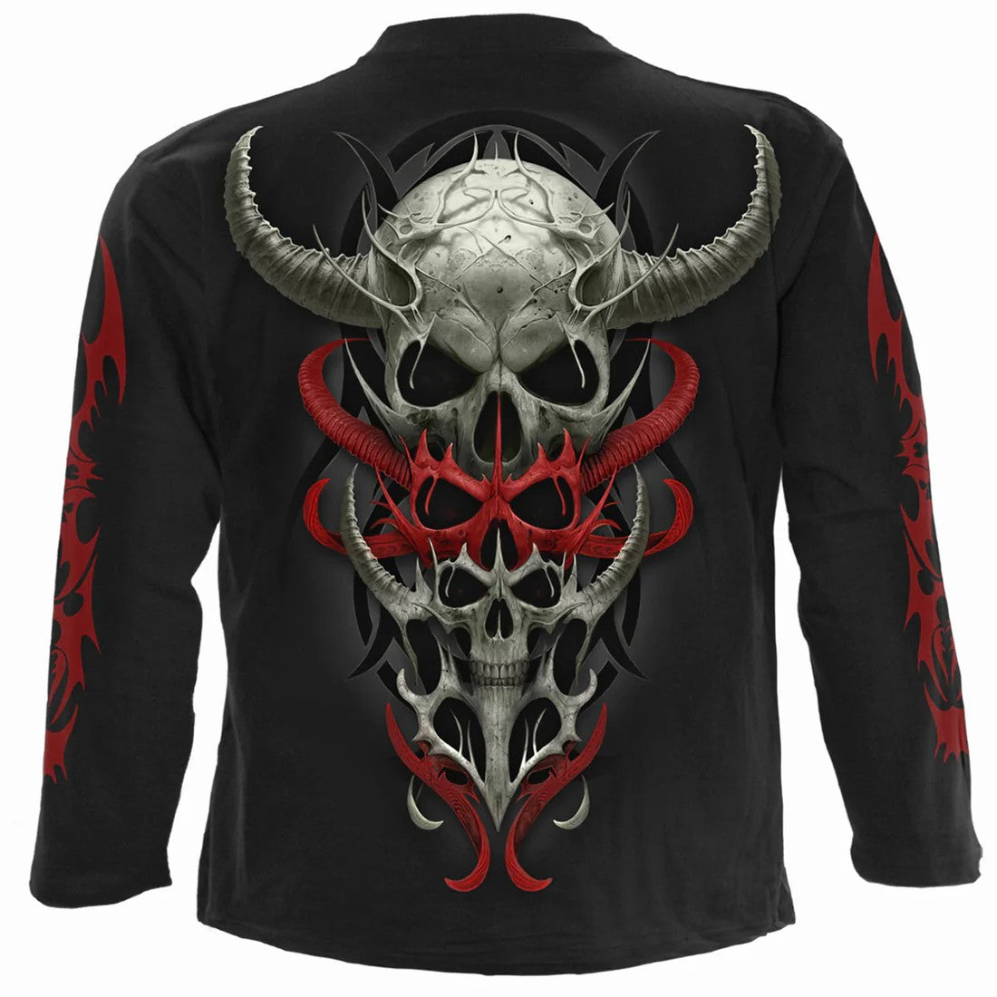 Black - Back - Spiral Direct Unisex Adult Skull Synthesis Long-Sleeved T-Shirt