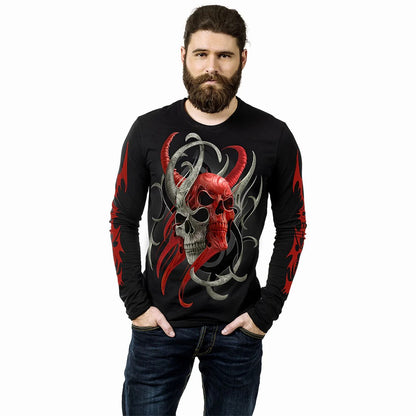 Black - Side - Spiral Direct Unisex Adult Skull Synthesis Long-Sleeved T-Shirt