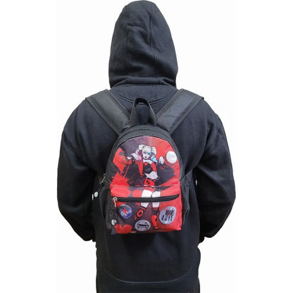 Black-Red - Side - Spiral Direct Splattered Harley Quinn Mini Backpack