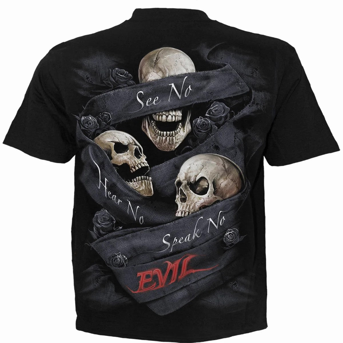 Black - Back - Spiral Direct Unisex Adult See No Evil Short-Sleeved T-Shirt