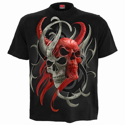 Black - Front - Spiral Unisex Adult Skull Synthesis T-Shirt