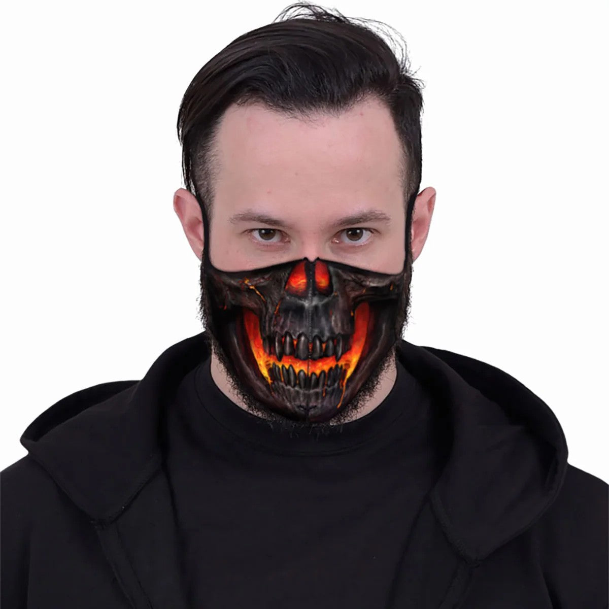 Black - Back - Spiral Skull Lava Face Mask