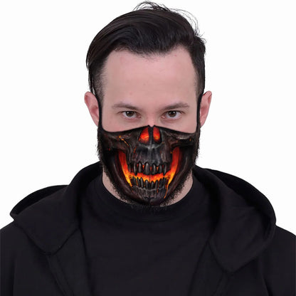 Black - Back - Spiral Skull Lava Face Mask