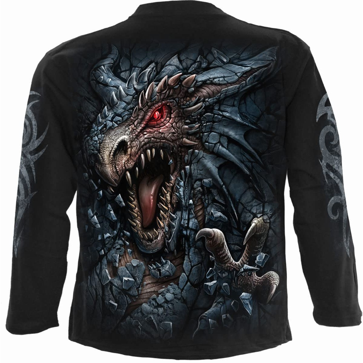 Black - Back - Spiral Direct Unisex Adult Dragon´s Lair Long-Sleeved T-Shirt