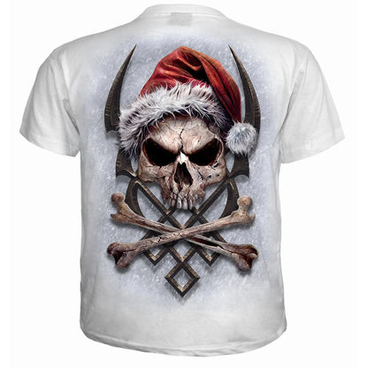 White - Back - Spiral Direct Unisex Adult Rock Santa T-Shirt