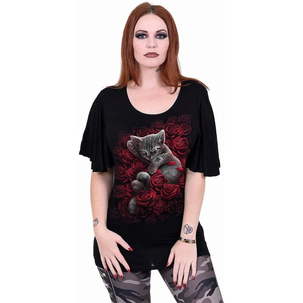 Black - Back - Spiral Direct Womens-Ladies Bed Of Roses Top
