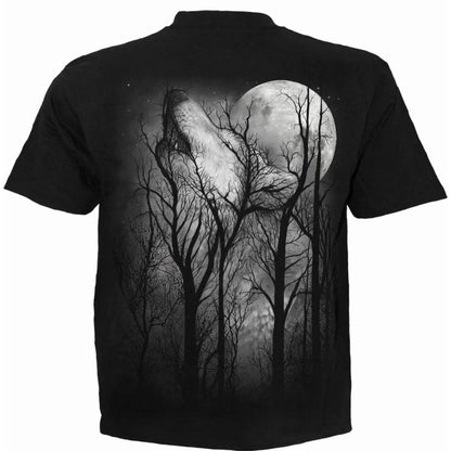 Black - Back - Spiral Direct Unisex Adult Forest Wolf T-Shirt
