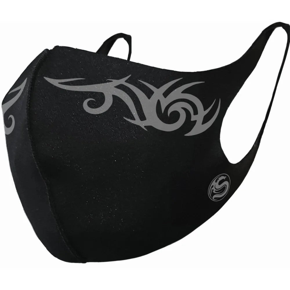 Black-Grey - Front - Spiral Direct Tribal Face Mask