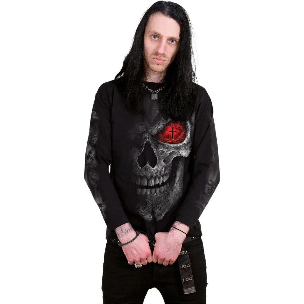 Black - Side - Spiral Direct Unisex Adult Death Stare Long-Sleeved T-Shirt