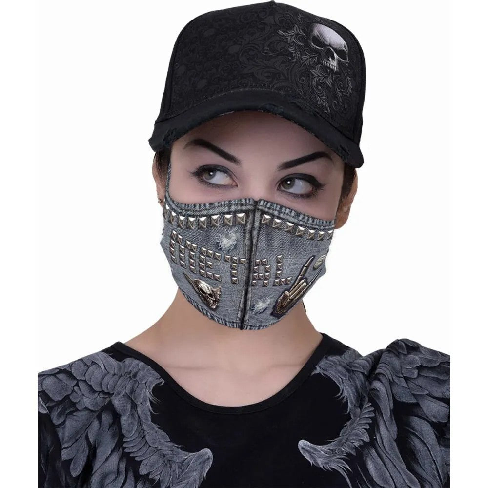 Grey - Back - Spiral Direct Thrash Metal Face Mask