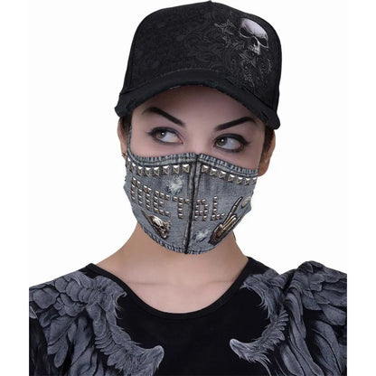 Grey - Back - Spiral Direct Thrash Metal Face Mask