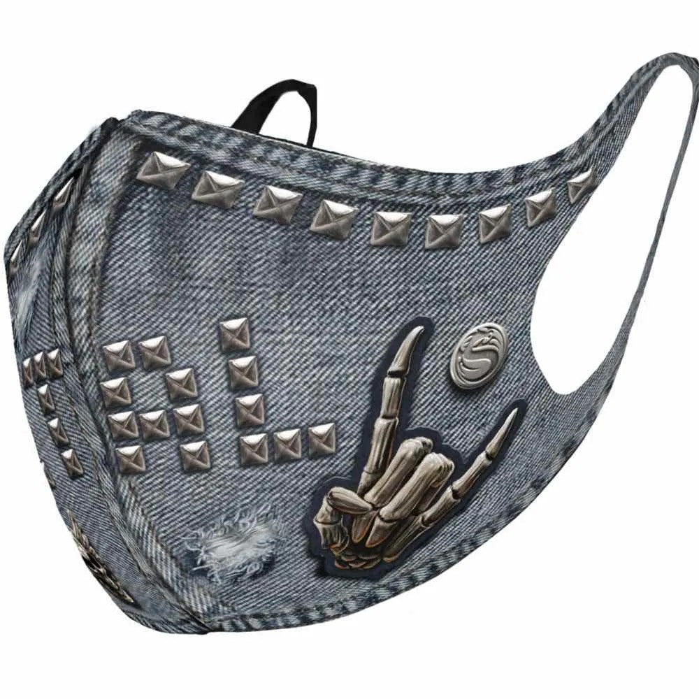 Grey - Front - Spiral Direct Thrash Metal Face Mask