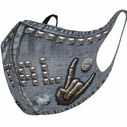 Grey - Front - Spiral Direct Thrash Metal Face Mask