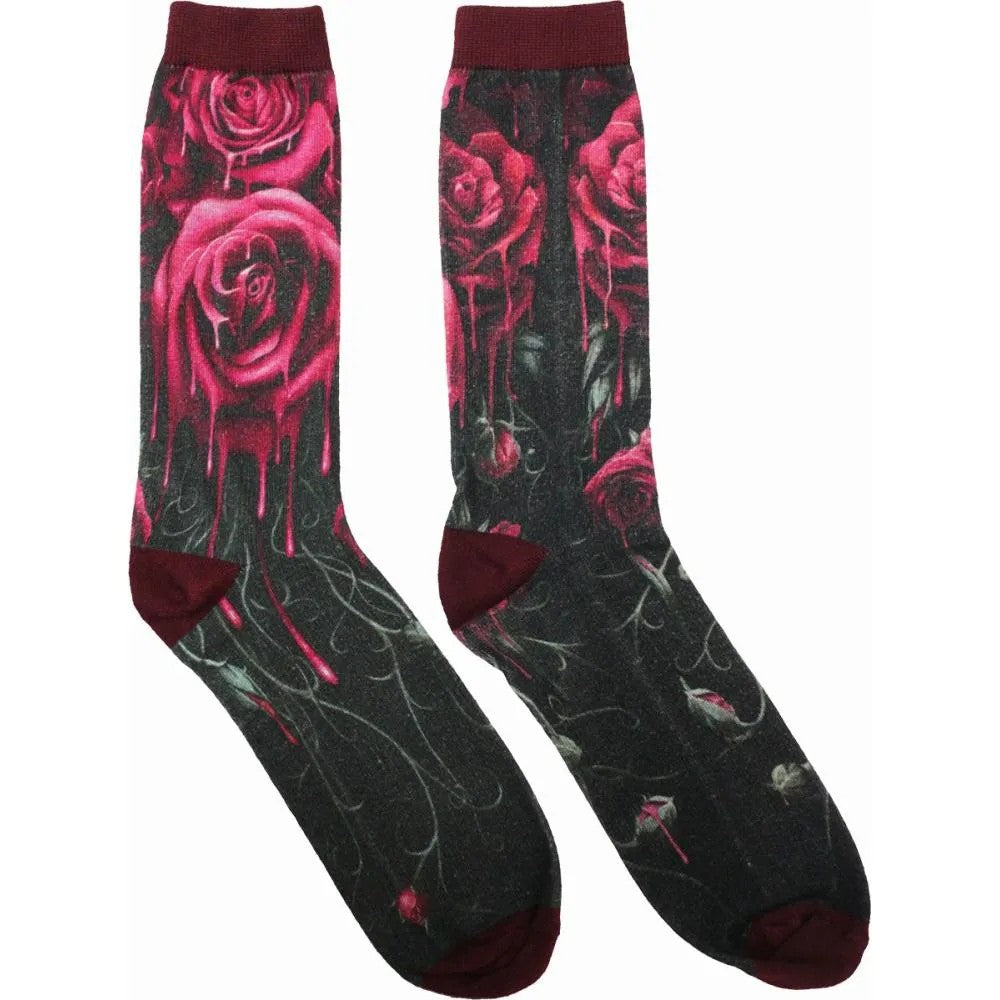 Black - Front - Spiral Direct Unisex Adult Blood Rose Socks