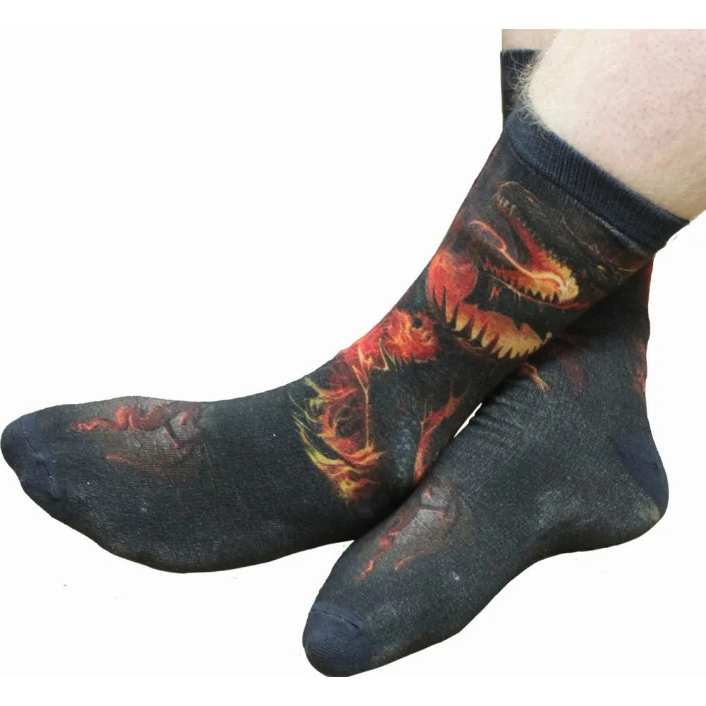Black - Back - Spiral Direct Unisex Adult Draconis Dragon Socks