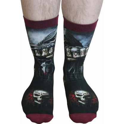 Black - Back - Spiral Direct Unisex Adult Game Over Socks