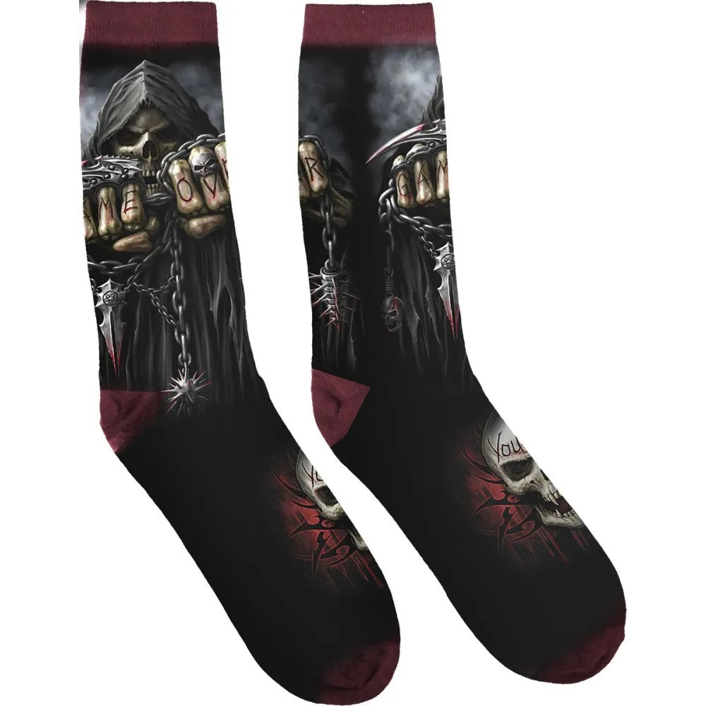 Black - Front - Spiral Direct Unisex Adult Game Over Socks
