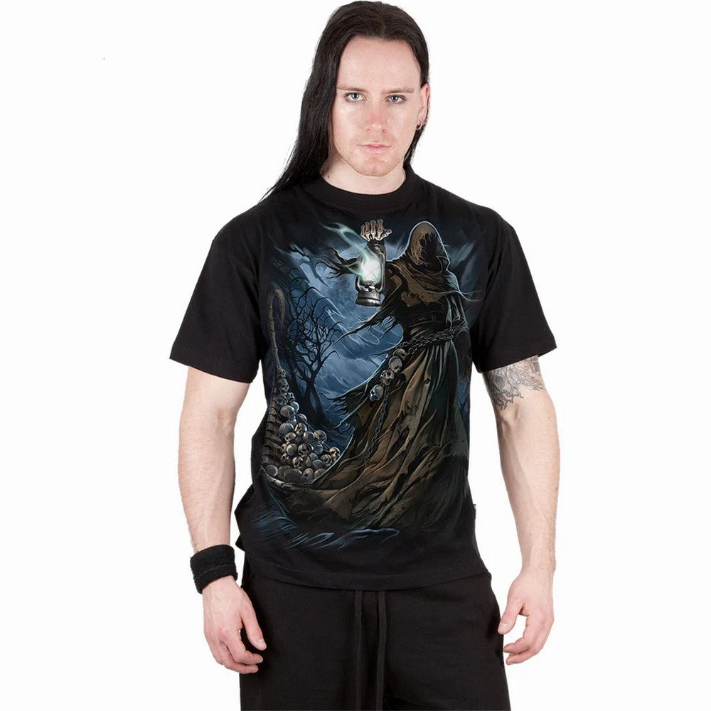 Black - Side - Spiral Direct Unisex Adult Ferryman T-Shirt