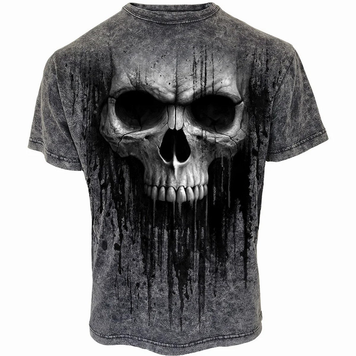 Black - Front - Spiral Direct Unisex Adult Acid Skull T-Shirt
