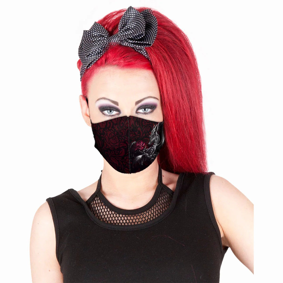 Black - Back - Spiral Direct Dragon Rose Face Mask
