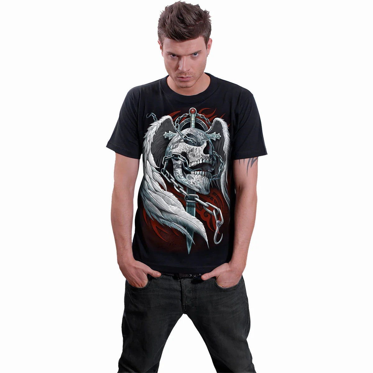 Black - Side - Spiral Direct Unisex Adult Enchained Soul T-Shirt
