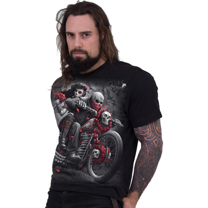 Black - Side - Spiral Direct Unisex Adult Dotd Bikers Short-Sleeved T-Shirt