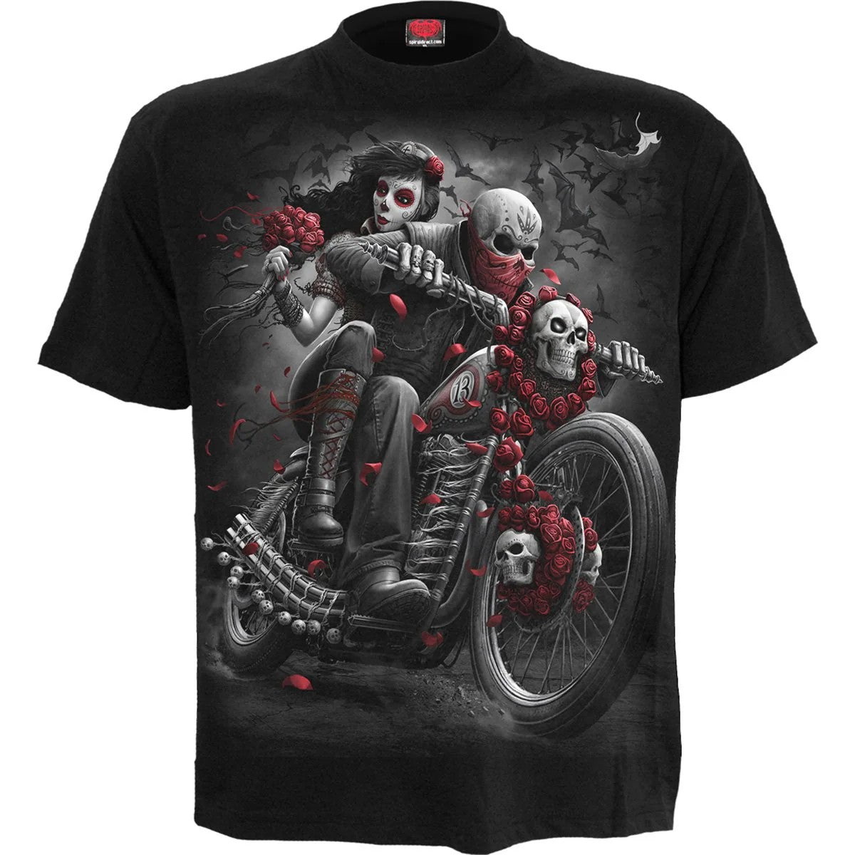 Black - Front - Spiral Direct Unisex Adult Dotd Bikers Short-Sleeved T-Shirt