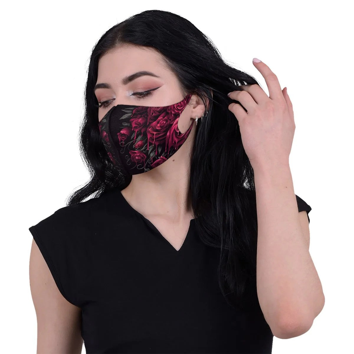 Black-Red - Back - Spiral Direct Blood Rose Face Mask