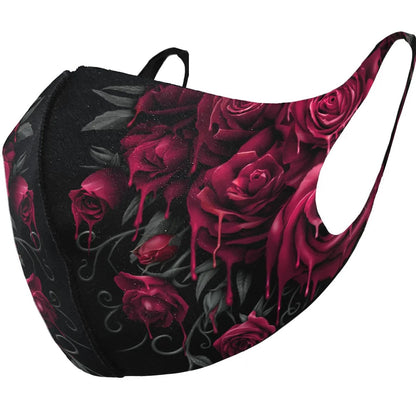 Black-Red - Front - Spiral Direct Blood Rose Face Mask
