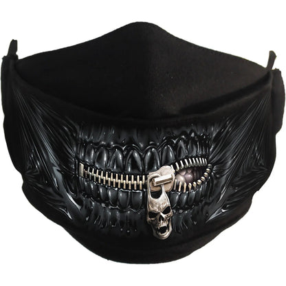 Black - Front - Spiral Direct Zipped Mouth Face Mask