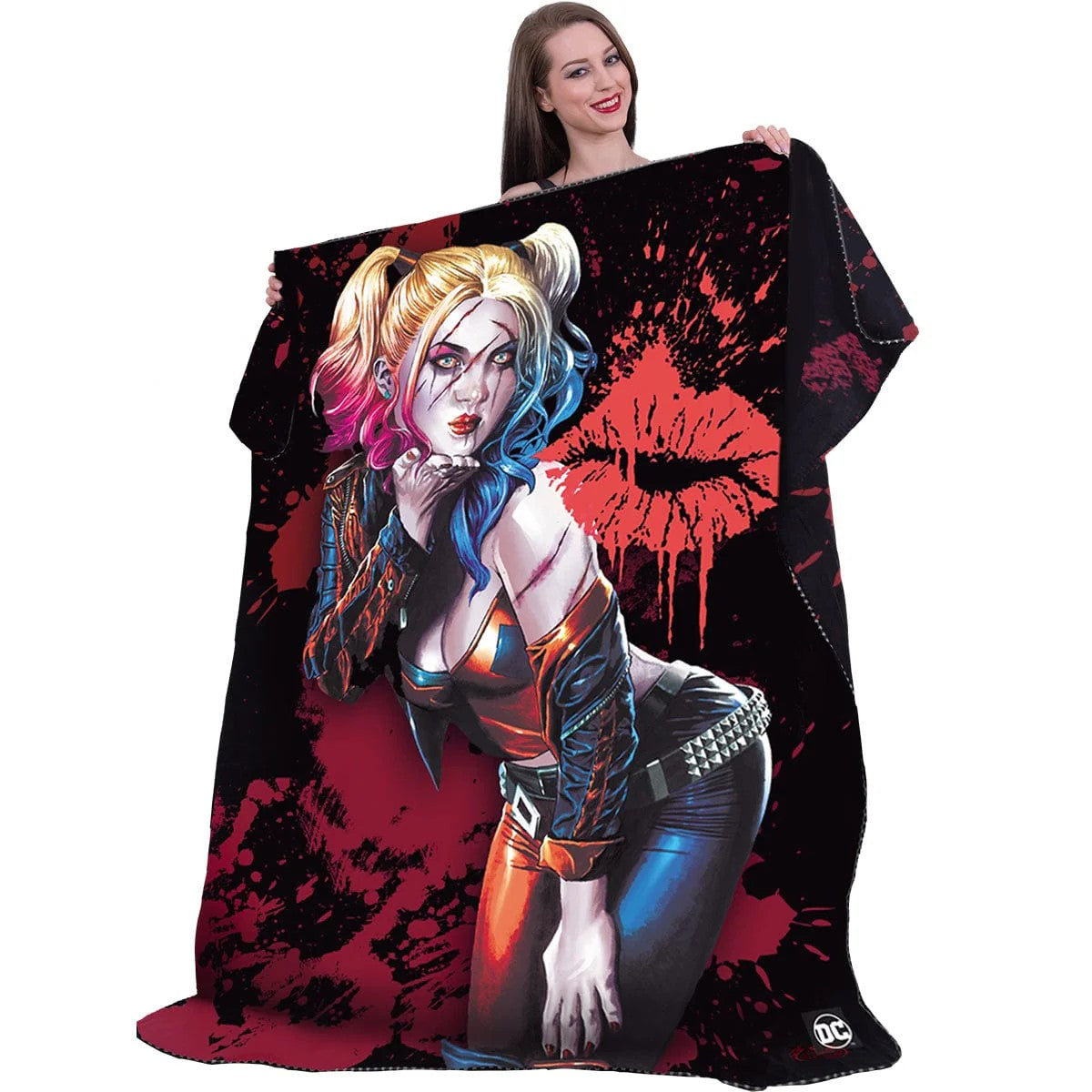 Multicoloured - Back - Harley Quinn Kiss Blanket