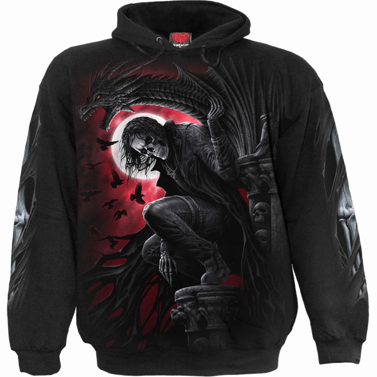 Black - Front - Spiral Direct Unisex Adult Night Stalker Hoodie