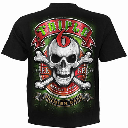 Black - Back - Spiral Direct Unisex Adult Triple 6 T-Shirt