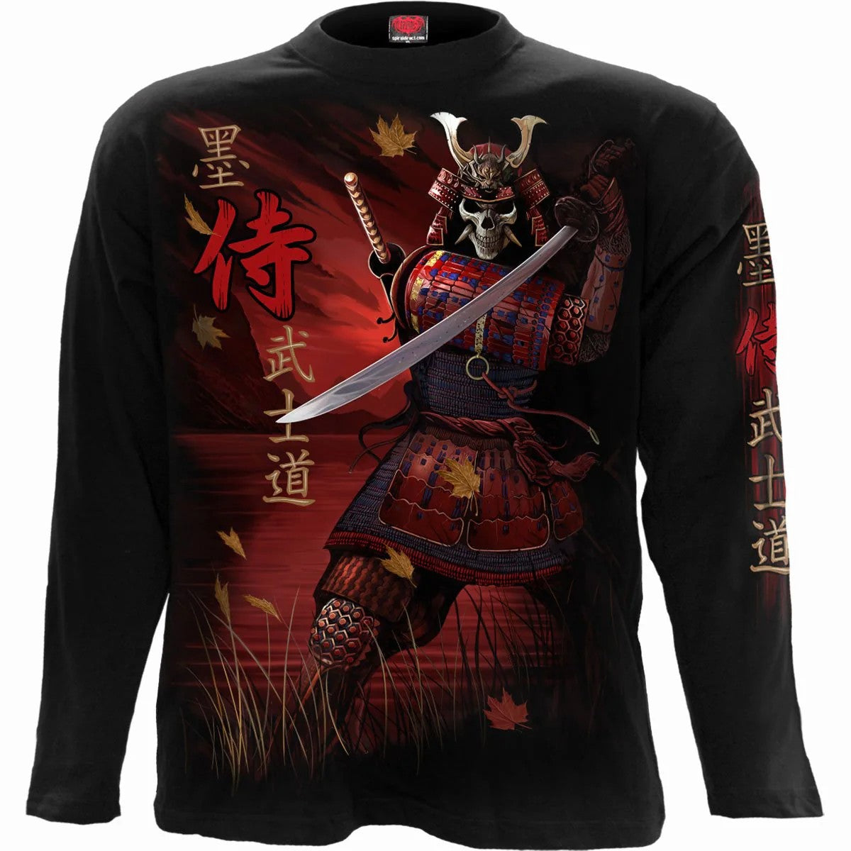 Black - Back - Spiral Direct Unisex Adult Samurai Long-Sleeved T-Shirt