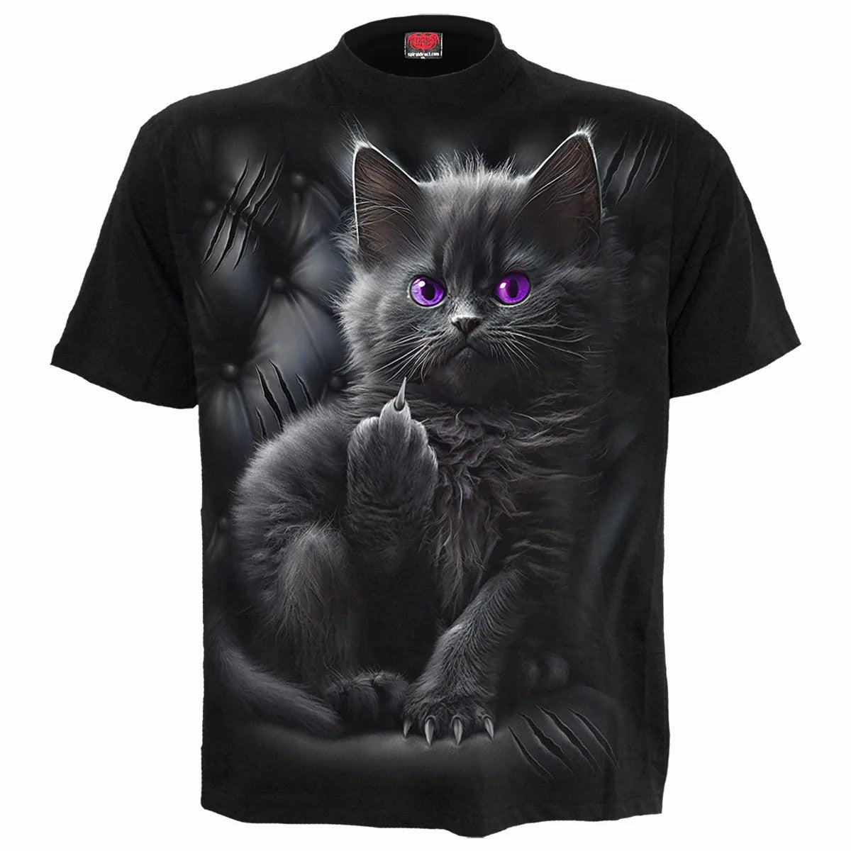 Black - Front - Spiral Direct Unisex Adult Cattitude T-Shirt