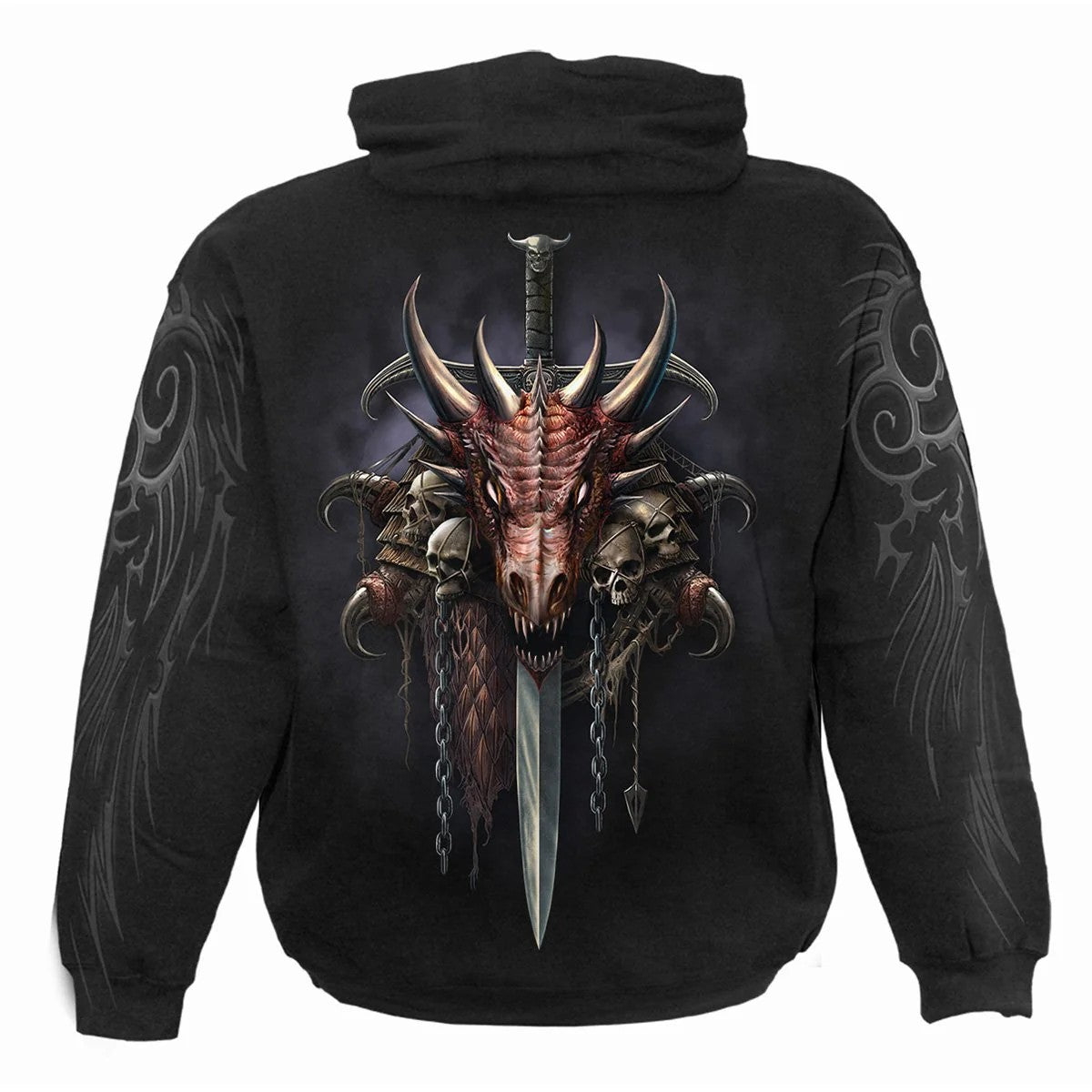 Black - Back - Spiral Direct Unisex Adult Draco Unleashed Hoodie