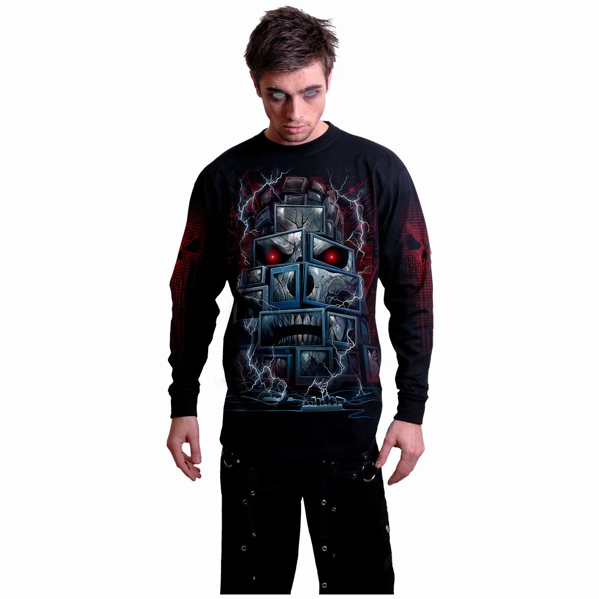 Black - Side - Spiral Direct Unisex Adult Death By Tv Long-Sleeved T-Shirt
