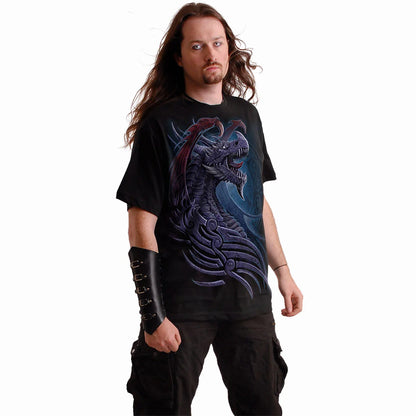 Black - Side - Spiral Direct Unisex Adult Dragon Borne Short-Sleeved T-Shirt