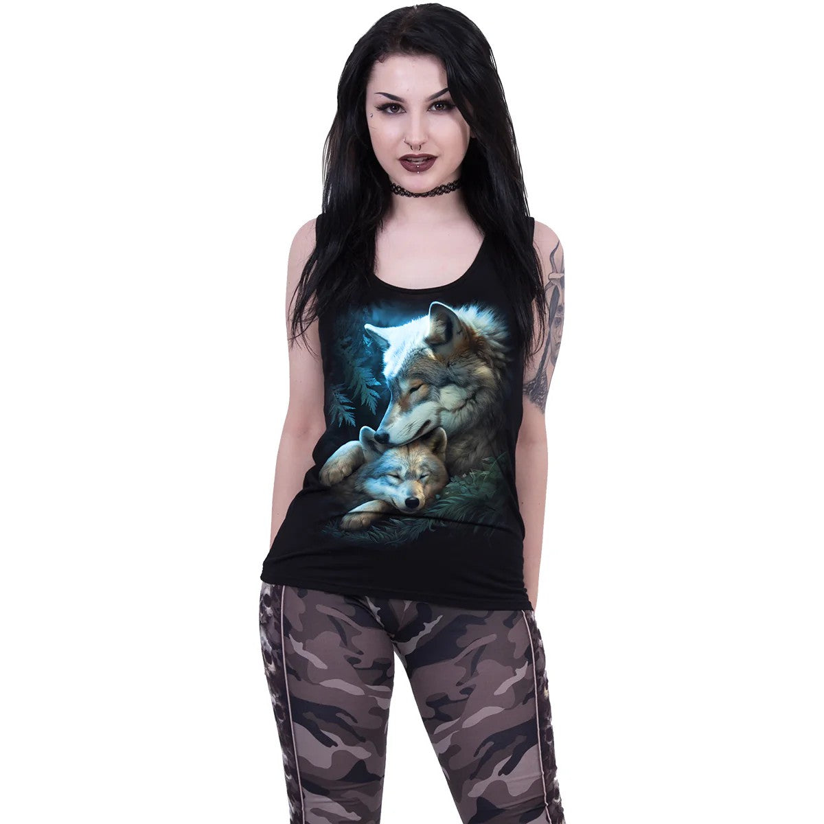Black - Back - Spiral Direct Womens-Ladies Mother´s Love Razor Back Sleeveless Tank Top