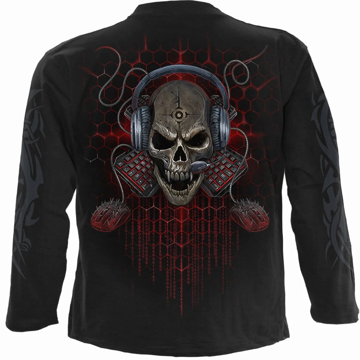 Black - Back - Spiral Direct Unisex Adult PC Gamer Long-Sleeved T-Shirt