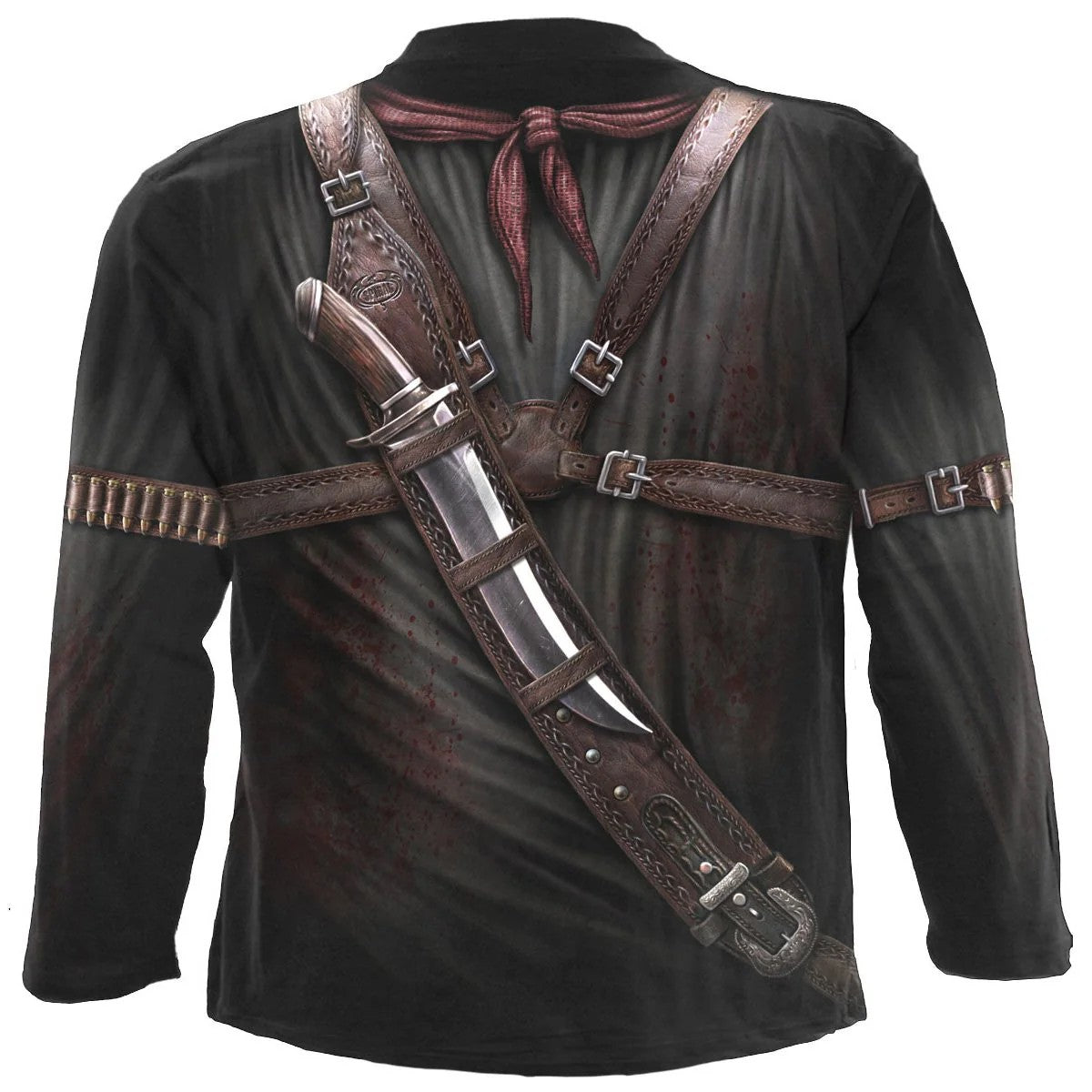 Black - Back - Spiral Direct Unisex Adult Holster Wrap Long-Sleeved T-Shirt