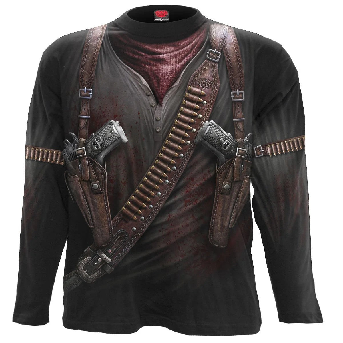Black - Front - Spiral Direct Unisex Adult Holster Wrap Long-Sleeved T-Shirt