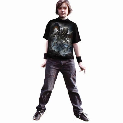 Black - Side - Spiral Direct Childrens-Kids Cthulhu Short-Sleeved T-Shirt