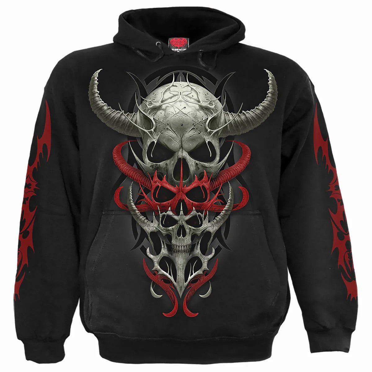 Black - Front - Spiral Direct Unisex Adult Skull Synthesis Hoodie