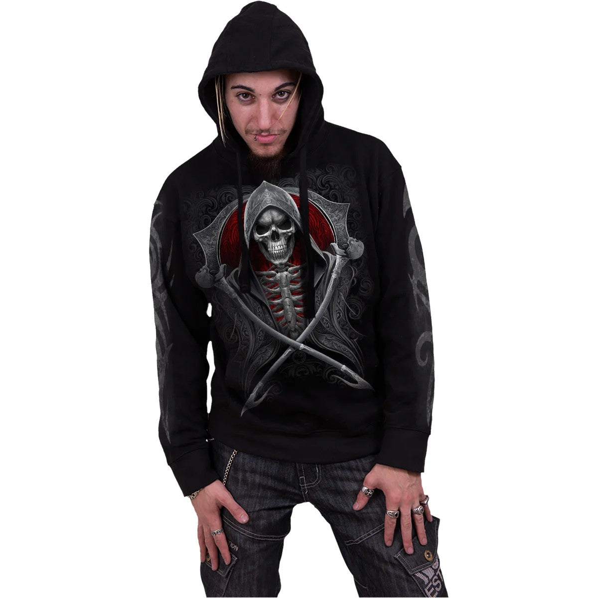 Black - Side - Spiral Direct Unisex Adult Reaper´s Portal Hoodie