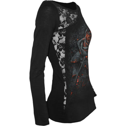 Black - Back - Spiral Direct Womens-Ladies Burnt Rose Long-Sleeved Top